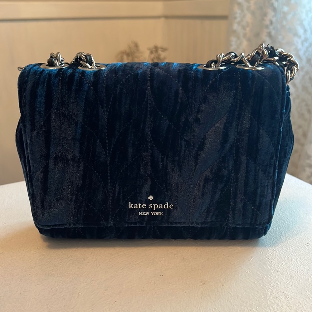 Kate Spade Mini Emelyn Crossbody
Quilted Crushed Blue Velvet